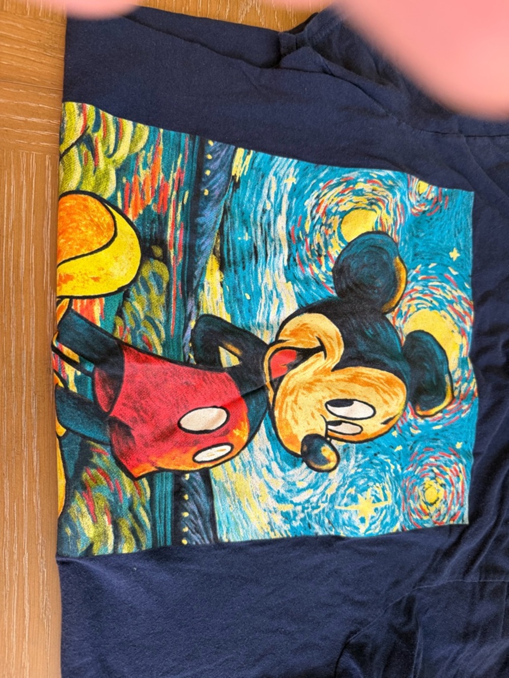 Disney Navy Tee with Colorful Mickey Van Gogh Style Graphic